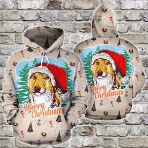 Golden retriever santa claus christmas hoodie 3d